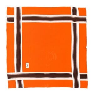 YSL Orange and Brown Silk Scarf